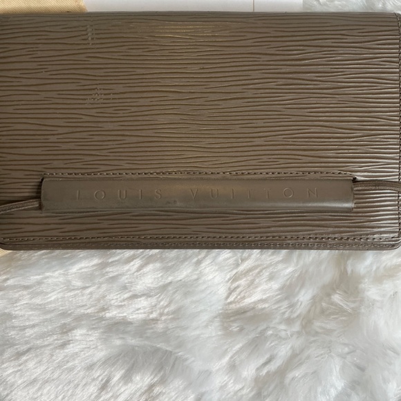 VINTAGE PORTEFEUILLE LOUIS VUITTON PORTE CARTES CUIR EP TAUPE - Picture 2 of 7